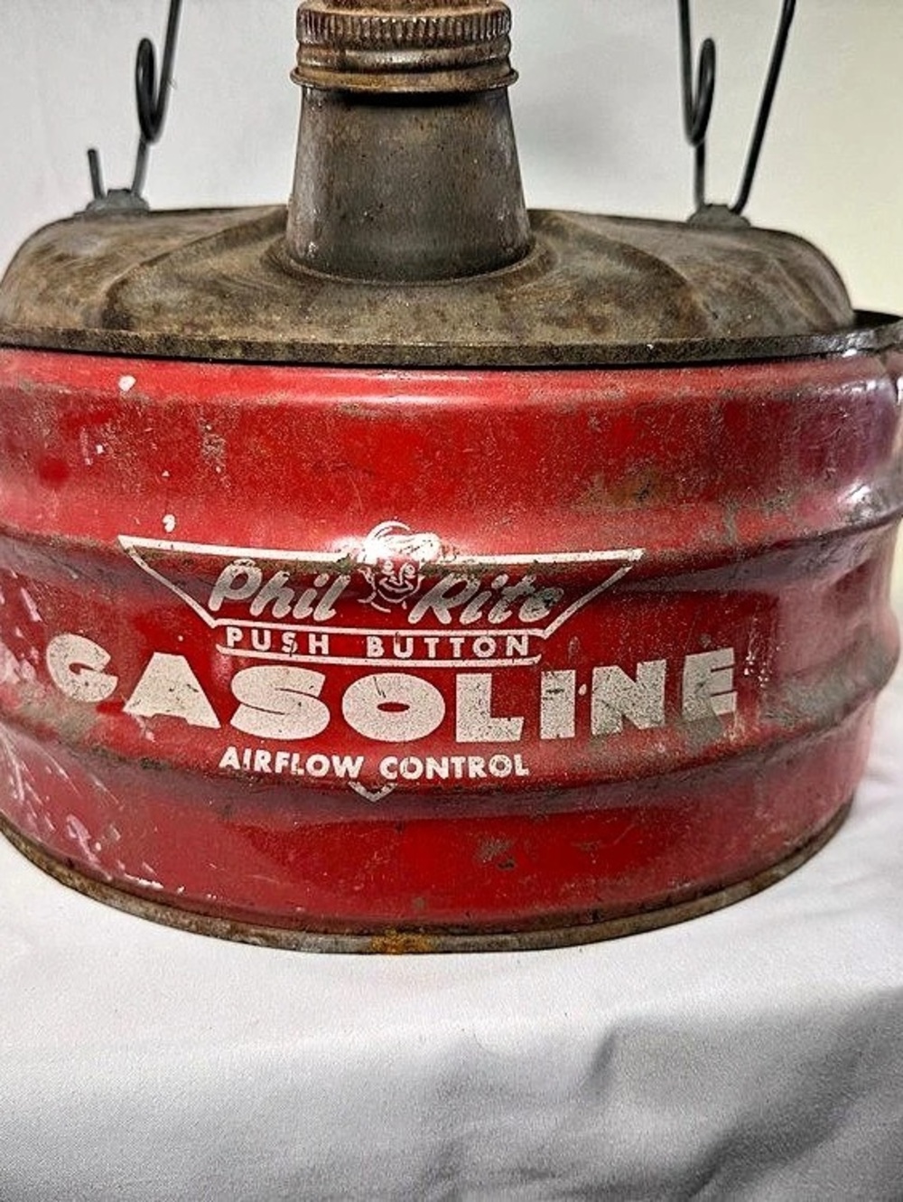 Vintage Phil Rite Push Button Airflow Control Gas Can